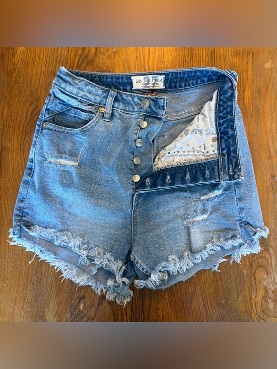 We The Free Pants - We The Free Curvy High-Waist Distressed Denim Shorts - Light Blue Size 27
